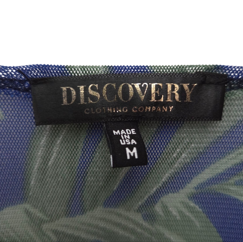 Discovery Clothing Company Blue Floral Mesh Bodysuit Size M - Picture 2 of 4